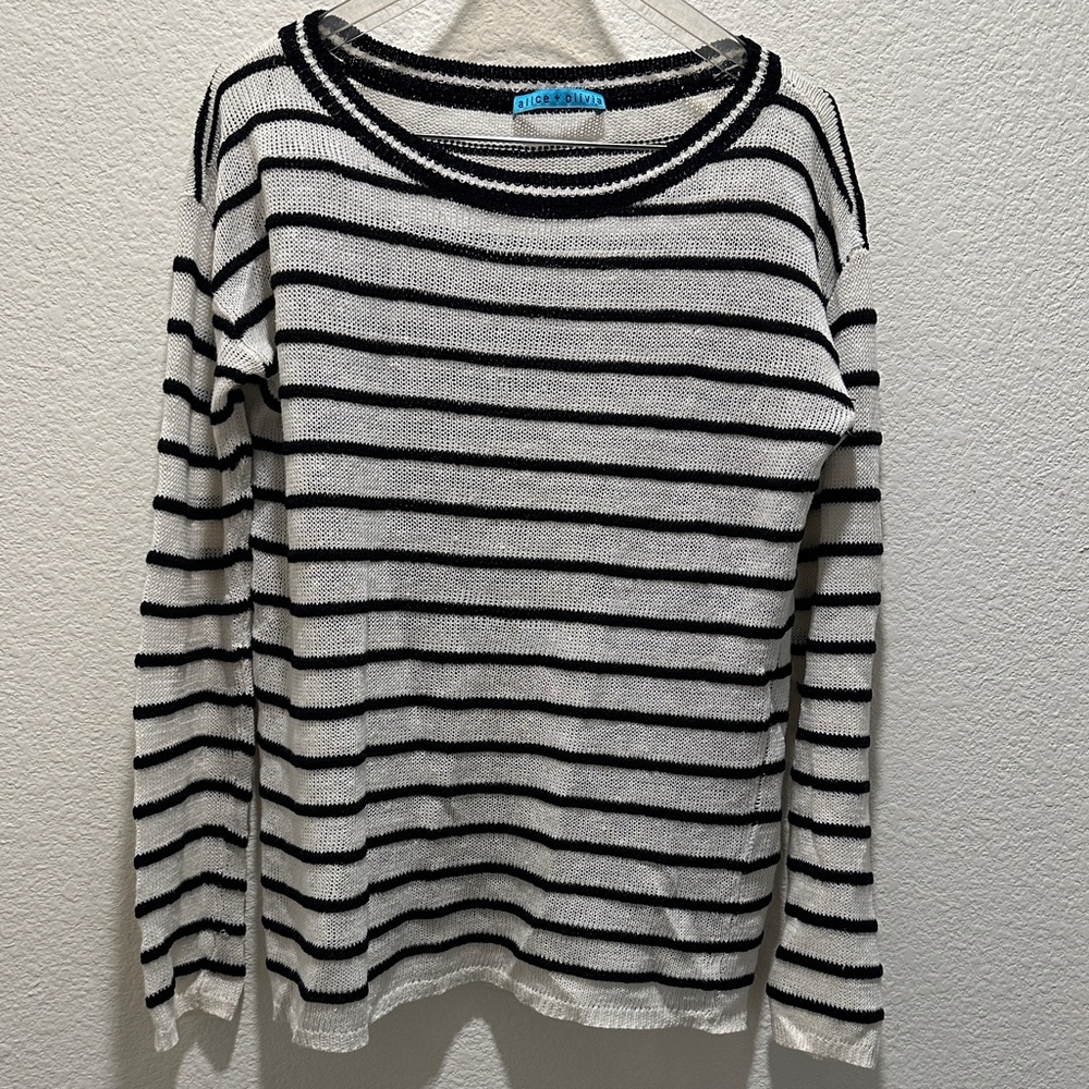 Alice + Olivia Striped Crew Neck Sweater